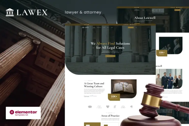 lawex lawyer attorney elementor template kit 1