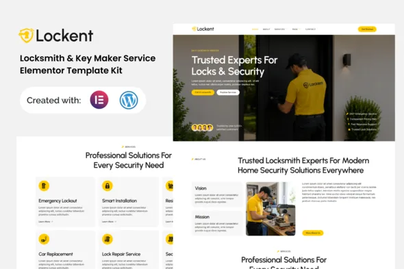 lockent locksmith key maker service elementor template kit 1