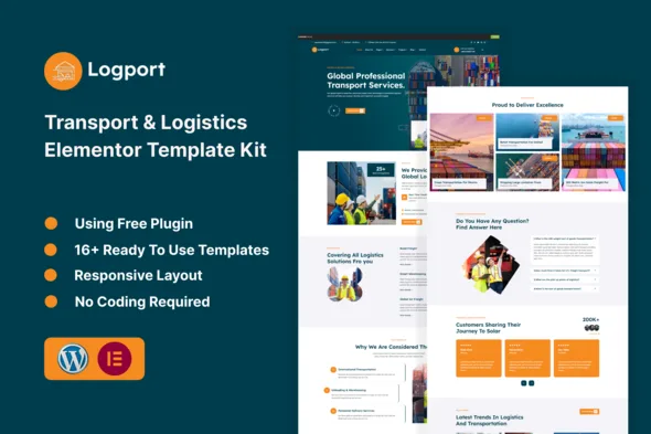 logport transport logistics elementor template kit 1