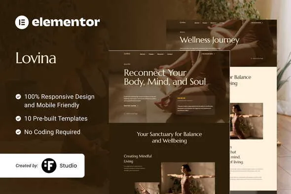 lovina yoga studio service elementor template kit 1