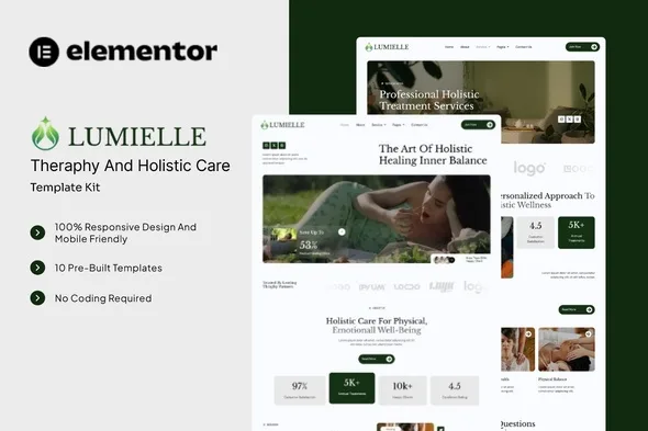 lumielle theraphy and holistic care elementor template kit 1