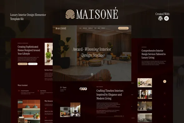 maisone luxury interior design elementor template kit 1