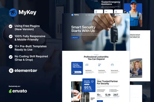 mykey locksmith key maker services elementor template kit 1