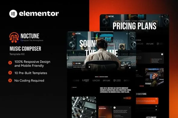 noctune music composer elementor template kit 1