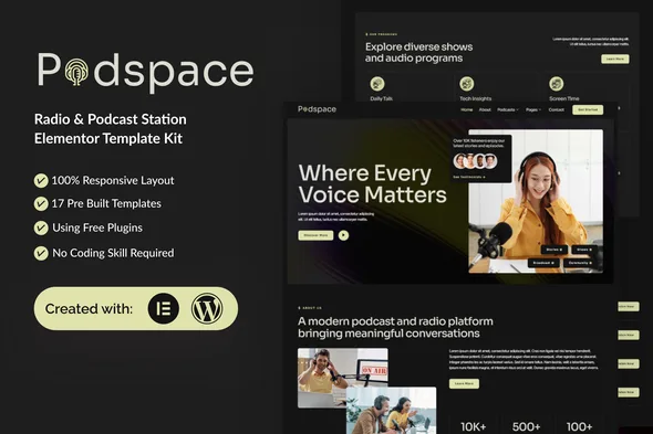 podspace radio podcast station template kit 1