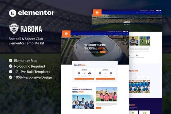 rabona football soccer club elementor template kit 1