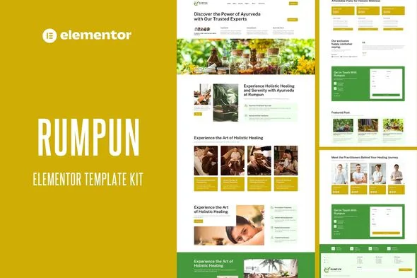 rumpun ayurveda treatment elementor pro template kit 1