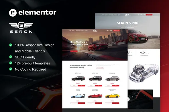 seron luxury car dealer elementor template kit 1