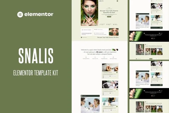 snalis nail salon beauty care elementor template kit 1