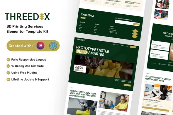 threedix 3d printing services elementor template kit 1