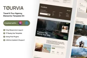 Tourvia – Tour & Travel Booking Agency Elementor Template Kit