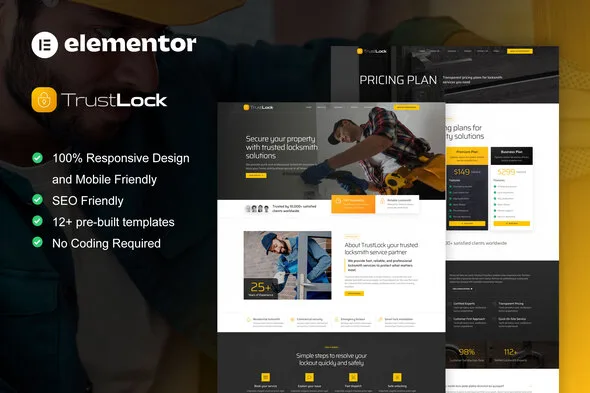 trustlock locksmith key maker service elementor template kit 1