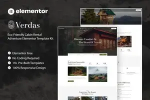 Verdas – Eco-Friendly Cabin Rental Adventure Elementor Template Kit