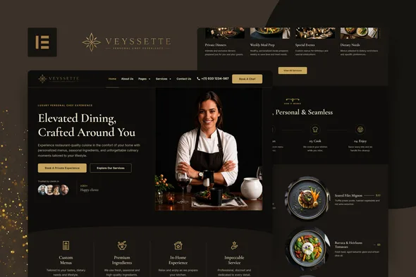 veyssette private chef services elementor pro template kit 1