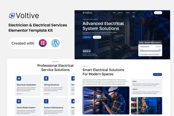 voltive electrician electrical services elementor template kit 1