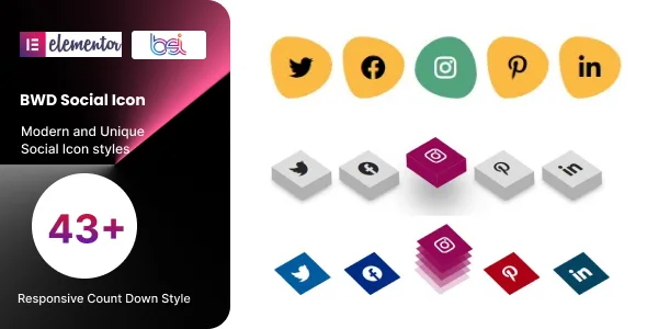 bwd social icon add on for elementor