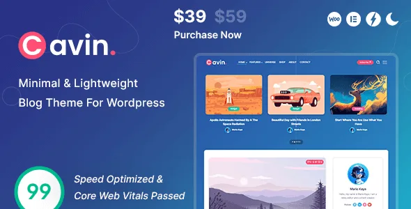 cavin minimal lightweight wordpress blog theme 1