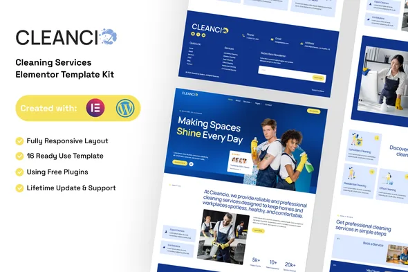 cleancio cleaning services elementor template kit 1