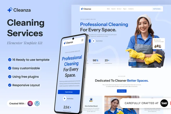 cleanza cleaning services elementor template kit 1