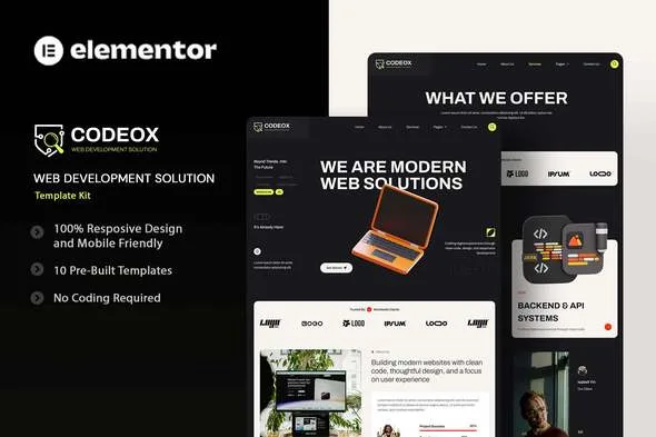 codeox web development solution elementor template kit 1