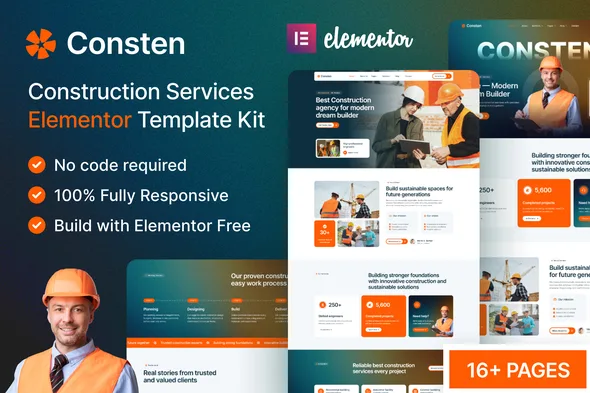 consten construction services elementor template kit 1