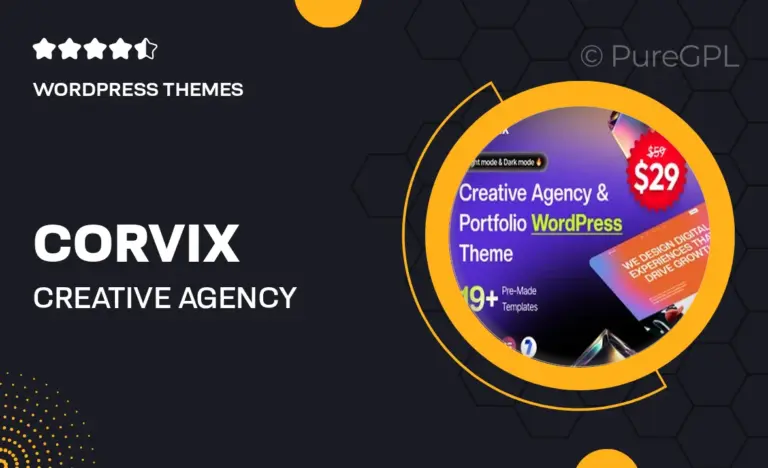 corvix creative agency portfolio wordpress theme