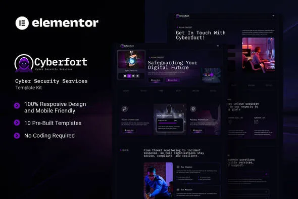 cyberfort cyber security services elementor template kit 1