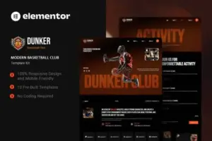 Dunker – Modern Basketball Club Elementor Template Kit