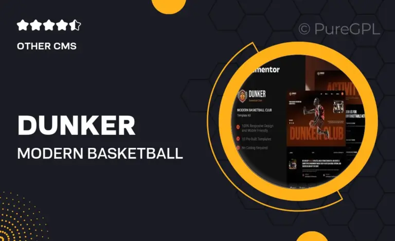dunker modern basketball club elementor template kit