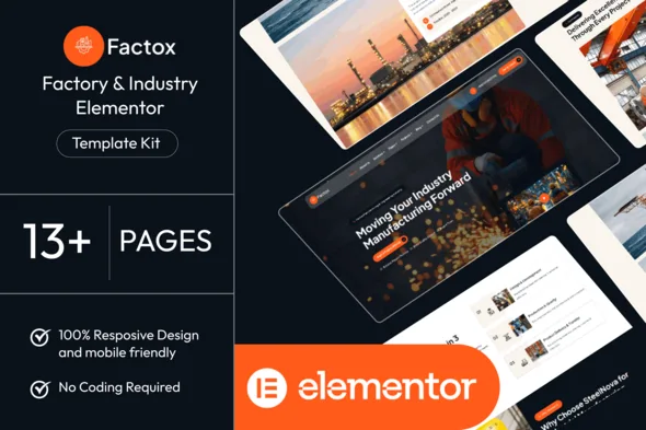 factox factory industry elementor template kit 1