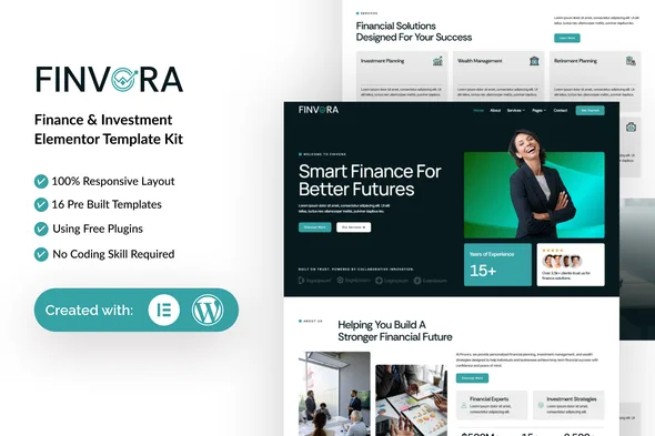 finvora finance investment elementor template kit 1