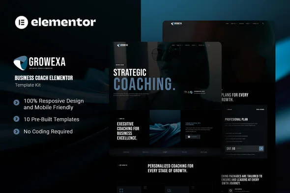growexa business coach elementor template kit 1