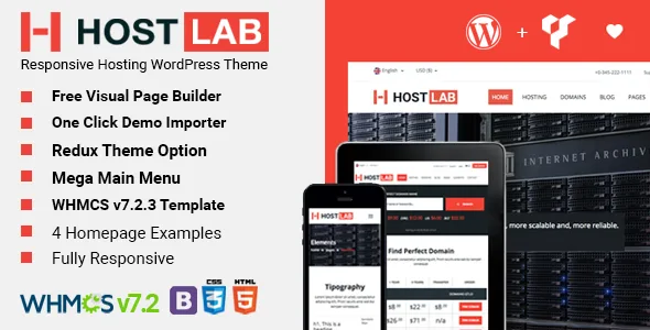 hostlab hosting service and whmcs wordpress theme 1