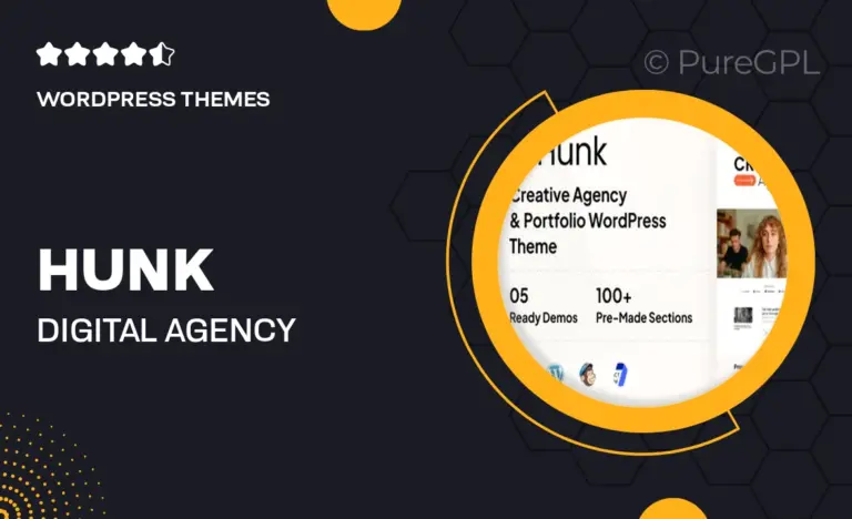 hunk digital agency portfolio wordpress theme