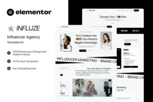 Influze – Influencer Agency Elementor Template Kit