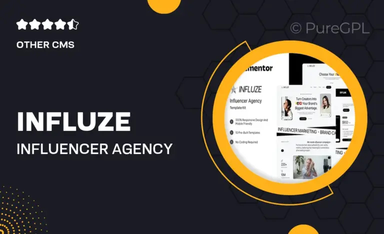 influze influencer agency elementor template kit