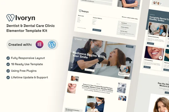ivoryn dentist dental care clinic elementor template kit 1