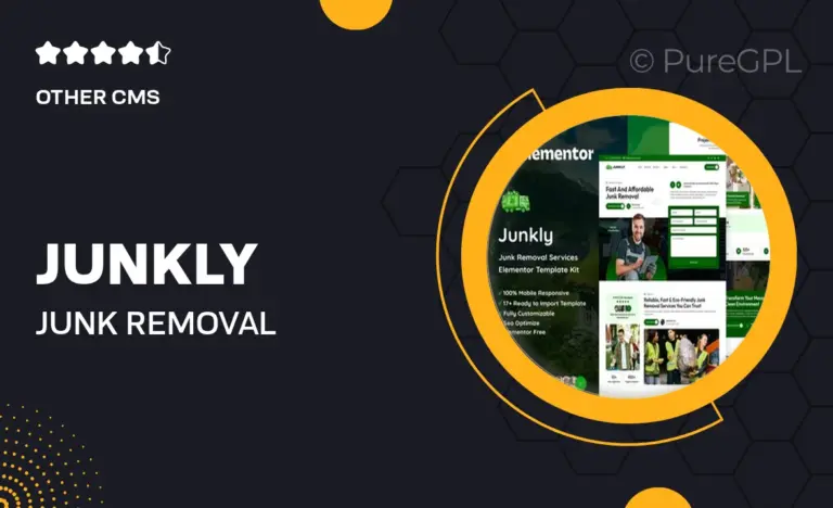 junkly junk removal services elementor template kit
