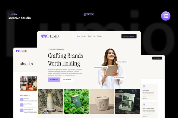 lumio brand identity packaging design studio elementor website template kits 1