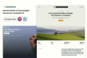 Mansha – Mental Health & Psychology Elementor Template Kit