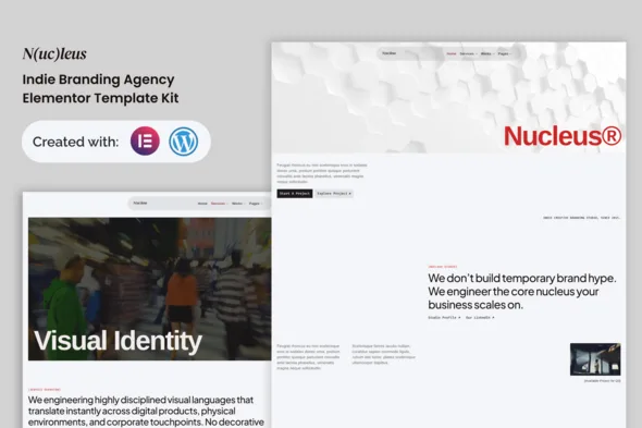 nucleus indie branding agency elementor template kit 1