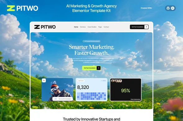 pitwo ai marketing growth agency elementor template kit 1