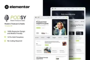 Podsy – Modern Podcast & Radio Elementor Template Kit
