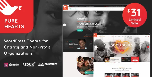 pure hearts charity nonprofit wordpress theme 1