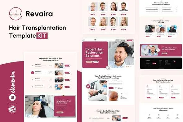 revaira hair transplantation elementor template kit 1