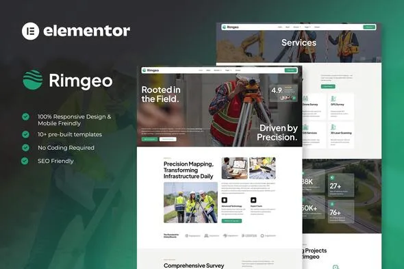 rimgeo land surveying digital mapping elementor pro template kit 1
