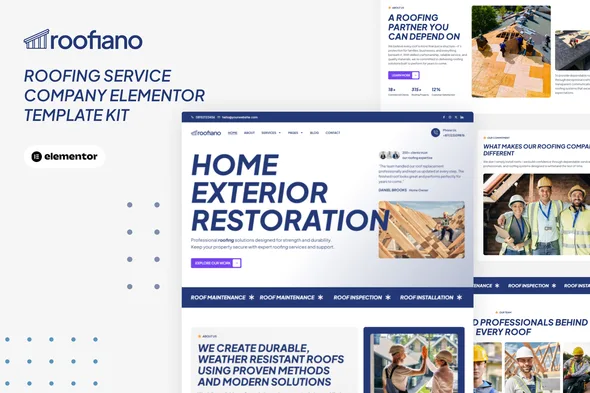roofiano roofing service company elementor template kit 1
