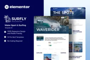 Surfly – Water Sport & Surfing Elementor Template Kit