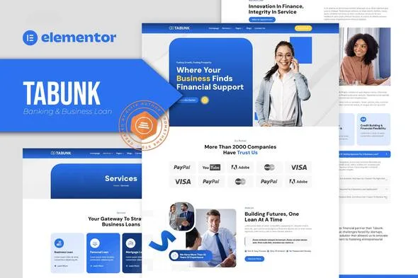 tabunk banking business loan elementor template kit 1