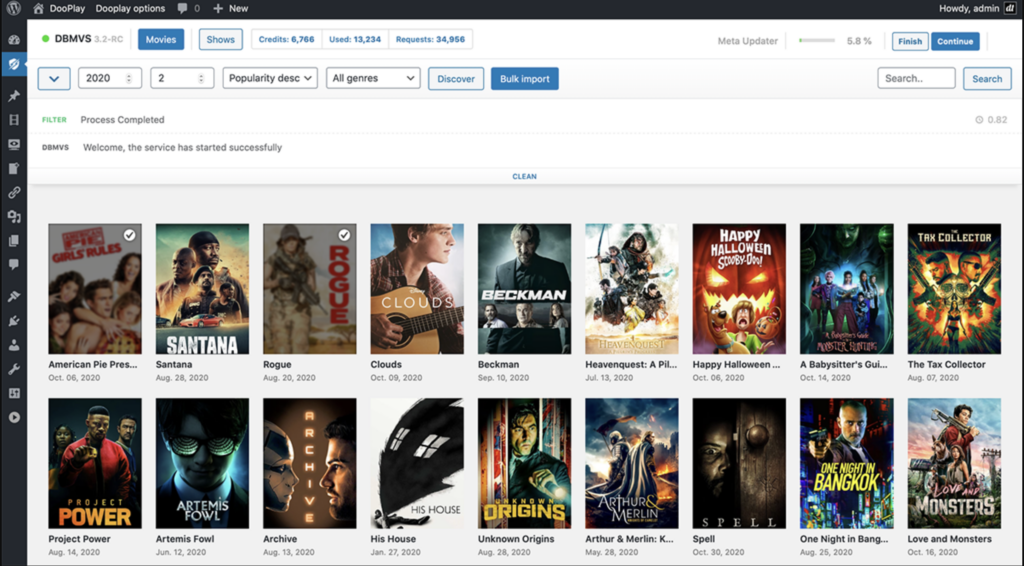 DooPlay Theme Review 2026: Movie & TV Show WordPress Theme 1 the Movie and TV show website building interface in DooPlay — the strongest first-hand evidence this page can carry.